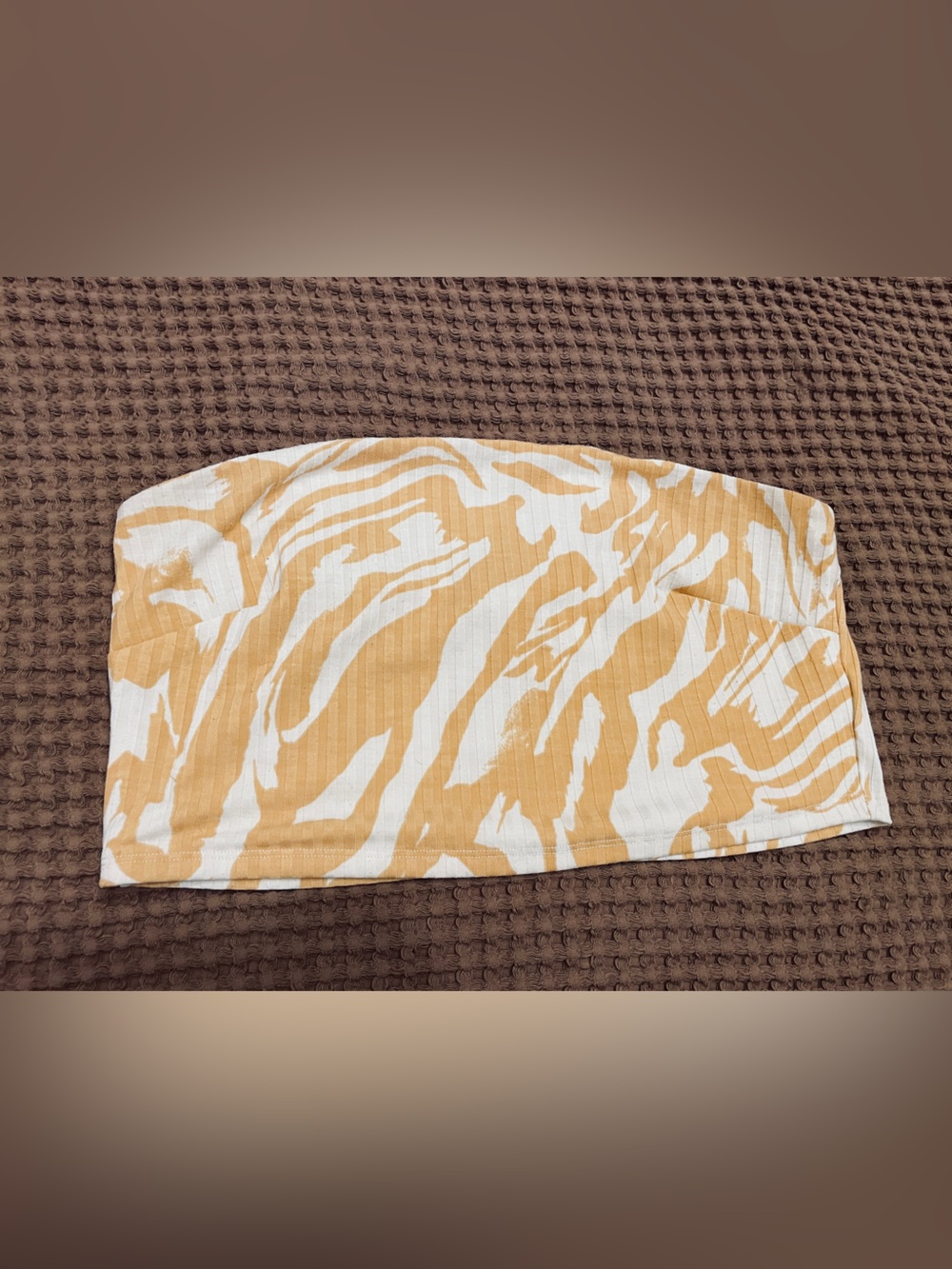 H&M Yellow and White Zebra-Print Tube Top